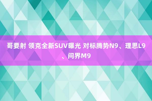 哥要射 领克全新SUV曝光 对标腾势N9、理思L9、问界M9