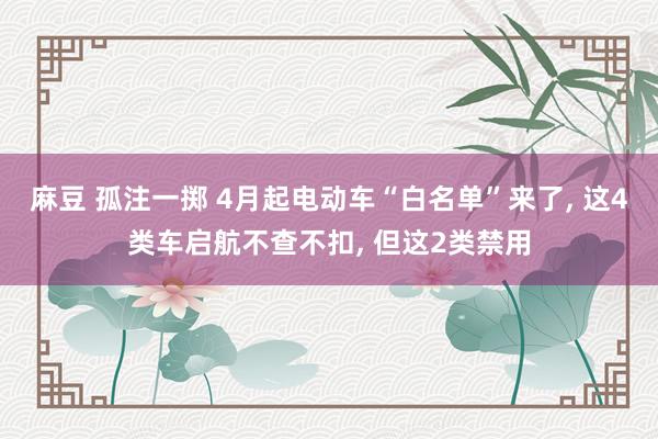 麻豆 孤注一掷 4月起电动车“白名单”来了， 这4类车启航不查不扣， 但这2类禁用